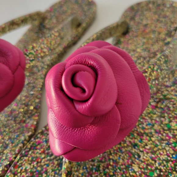 Kate Spade Jelly Flip Flop Sandals / Dark Confetti and Hot Pink / Size X - Picture 3 of 4